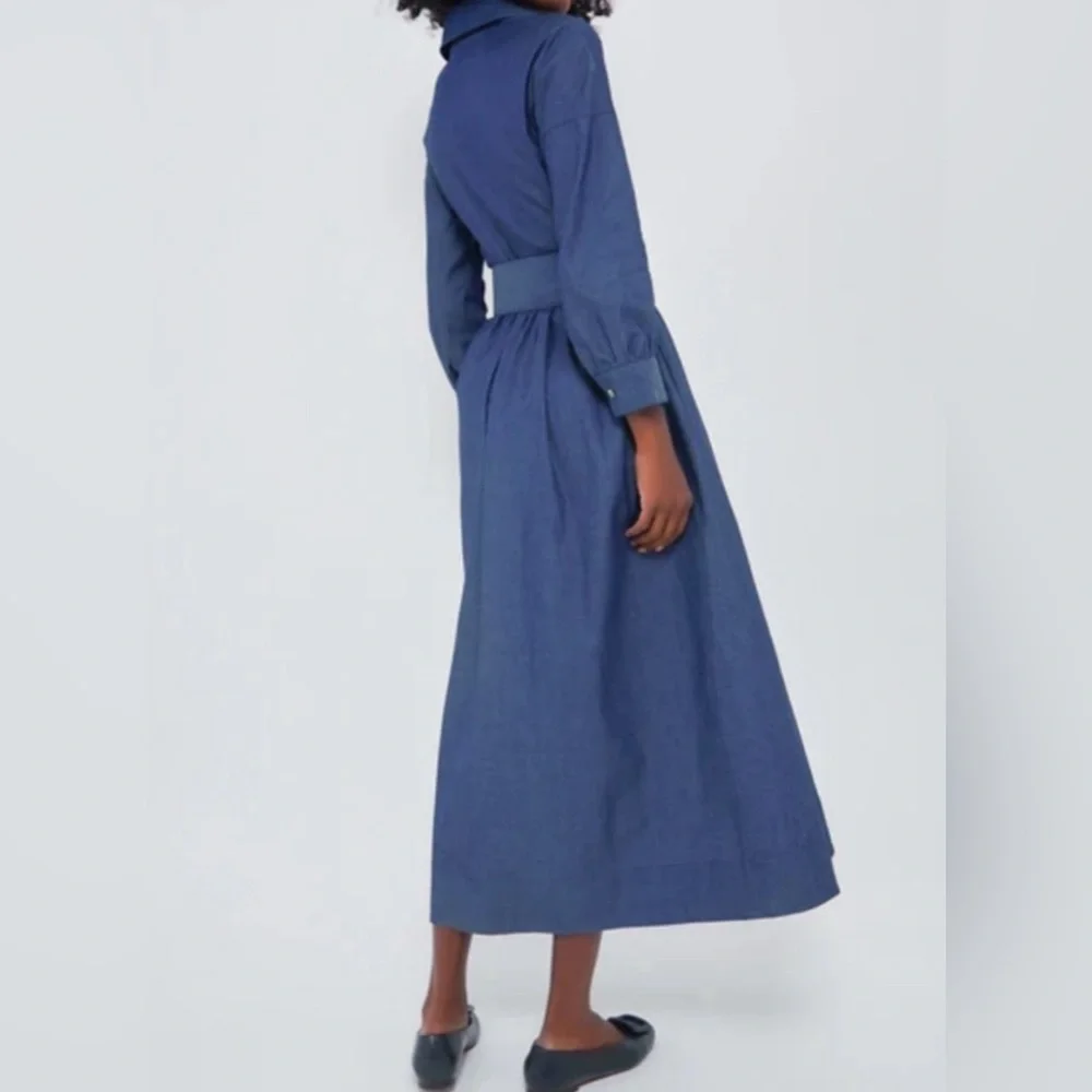 Tuckernuck X India Hicks Comporta Chambray Maxi Dress Sz M Ret $278 - Picture 12 of 12